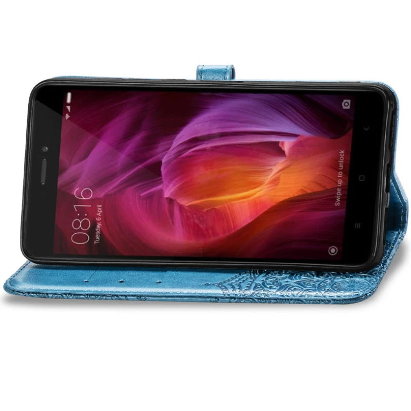 Кожаный чехол-книжка Art Case с визитницей для Xiaomi Redmi Note 4X / Note 4 (Snapdragon) – Синий. Фото 3 из 7