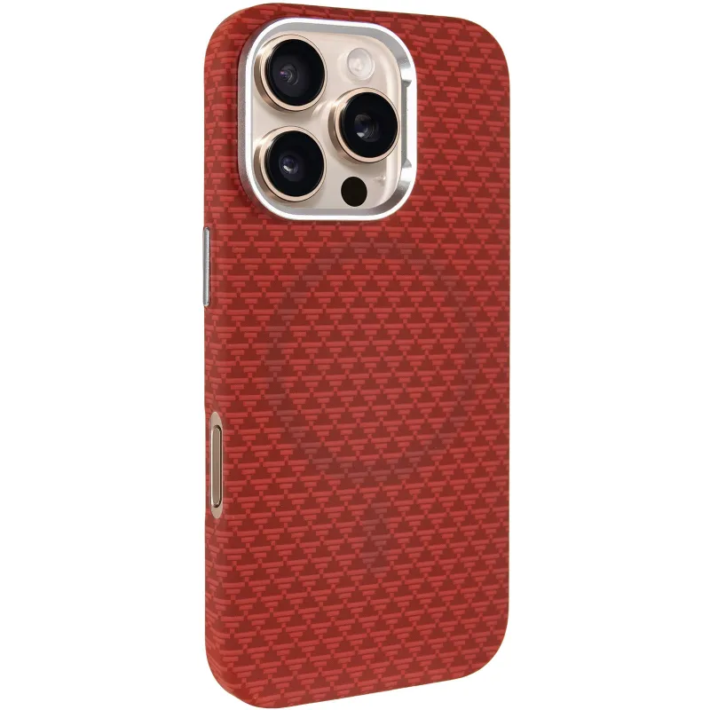 Чехол TPU+PC KVZV Triangular Pattern with Magnetic Fit для Apple iPhone 16 Pro – Red. Фото 2 из 6