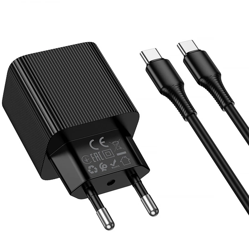 МЗП Hoco CS83A Excellent with digital display PD20W+QC3.0 (1USB-A/1C) + кабель Type-C to Type-C – Black. Фото 6 з 6