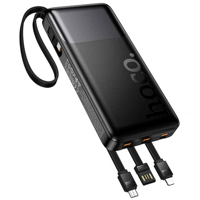 Портативное ЗУ Power Bank Hoco J156 Founder 22.5W+PD20W with 4 cables 10000 mAh – Black. Фото 3 из 6