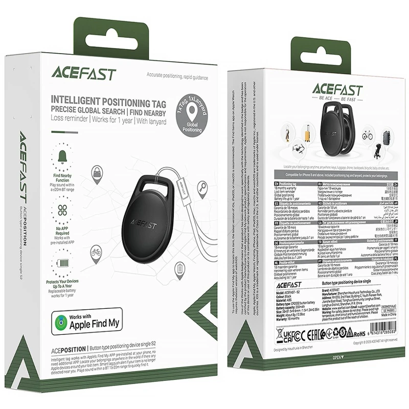 Трекер Acefast S2 Safe Tag – Black. Фото 2 из 6