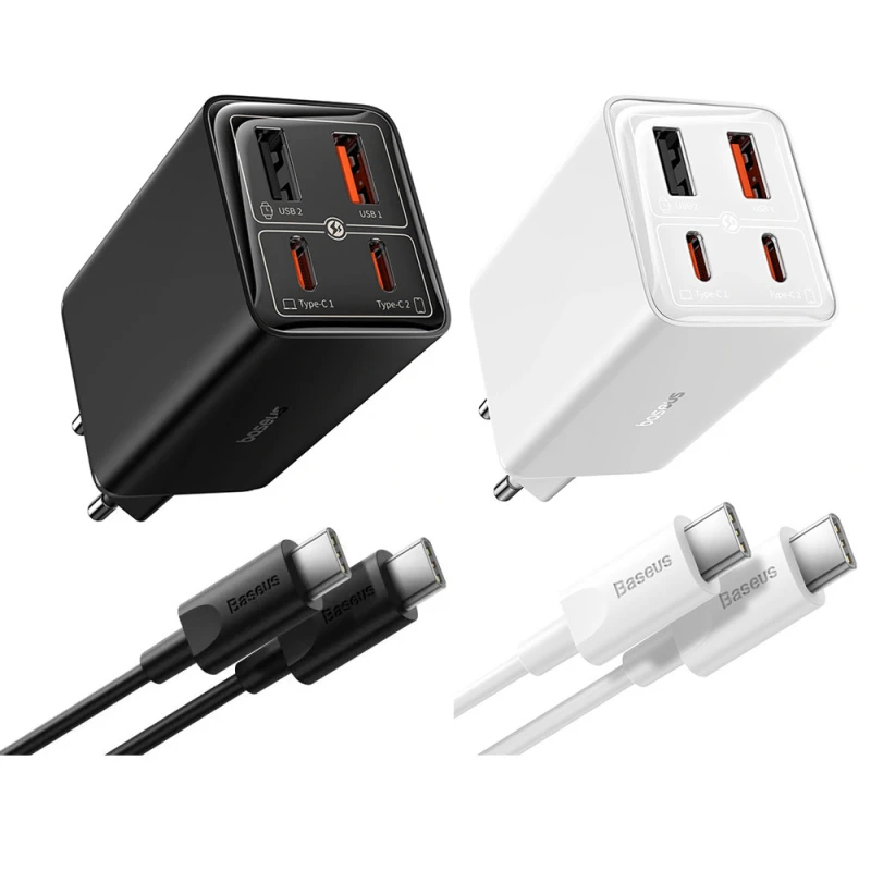 МЗП Baseus GaN6 Pro OS 2C+2U 65W + Type-C to Type-C 100W (1m) (P10162701) фото 2 з 2