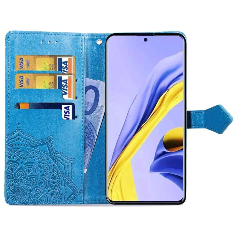 Кожаный чехол-книжка Art Case с визитницей для Samsung Galaxy A71 – Синий. Фото 4 из 6