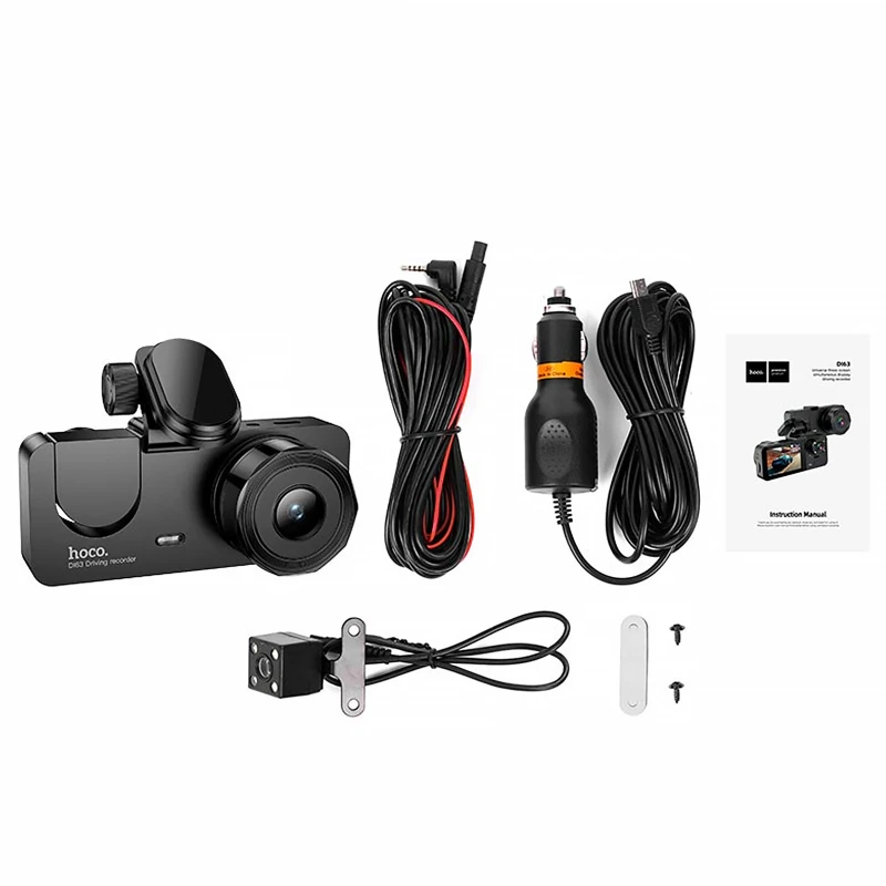 Відеореєстратор Hoco DI63 2-inch display with rear camera (480+480P) – Black. Фото 5 з 7