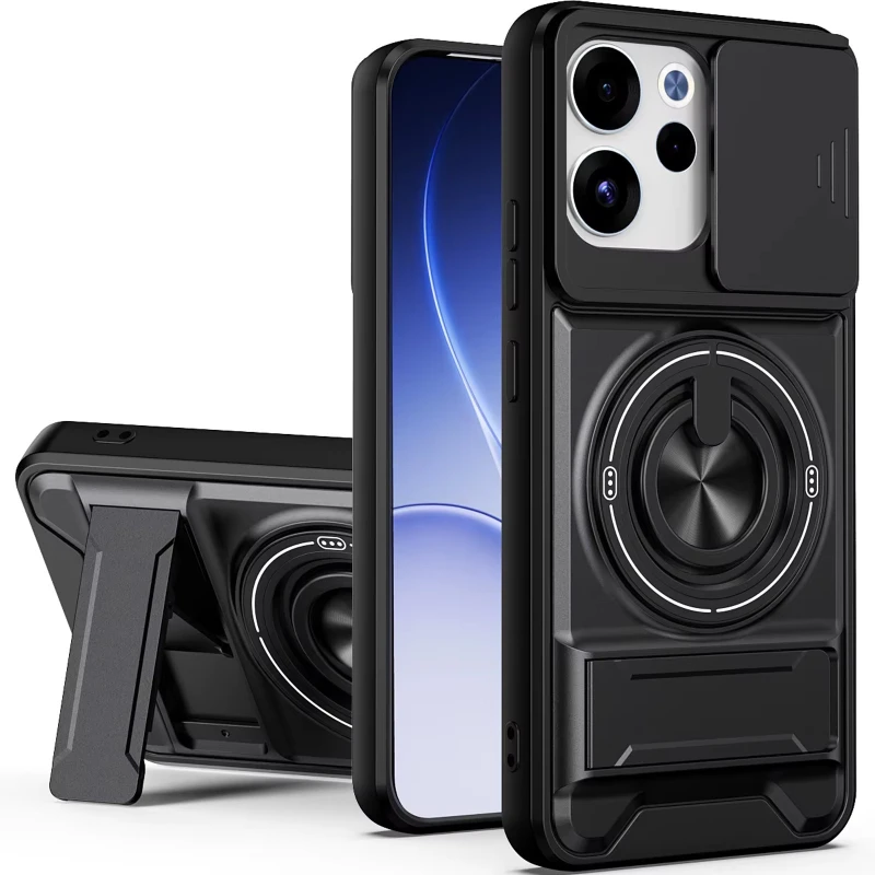 Ударостійкий чохол Camshield StandRing case для Oppo Reno 15F – Black. Фото 2 з 4
