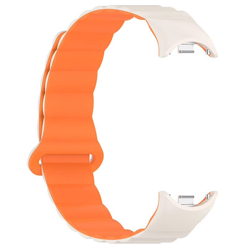 Ремінець Dual-color Magnetic для Xiaomi Mi Band 9/8 – White / Orange. Фото 6 з 9