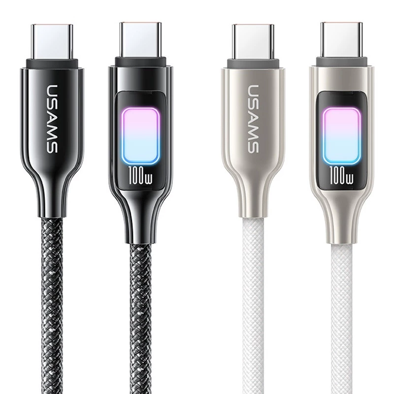 Дата кабель Usams US-SJ750 With Colorful Light TC Ser. Type-C to Type-C 100W (1.2m) фото 1 з 1