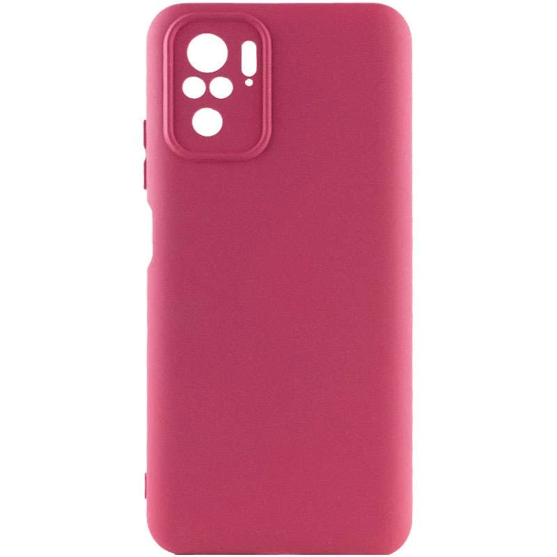 

Однотонный чехол с защитой камеры Silicone Case для Xiaomi Redmi Note 10 / Note 10s (Бордовый / Marsala), Бордовий / marsala