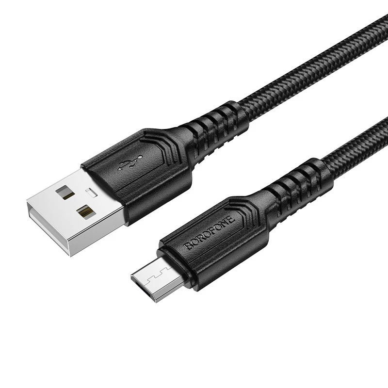 Дата кабель Borofone BX116 Certain USB to MicroUSB 2.4A (1m) – Black. Фото 2 з 4