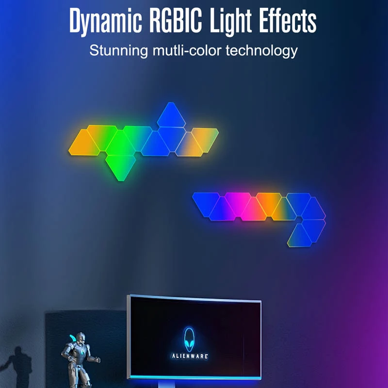 Настінний світильник Smart Triangular Quantum Light SAL-012B Bluetooth USB interface with app 10pcs – White. Фото 5 з 6