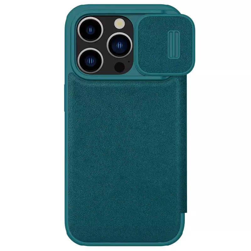 

Шкіряний чохол (книга) Nillkin Qin Pro Plain зі шторкою для камери на Apple iPhone 15 Pro Max (6.7") (Зелений)