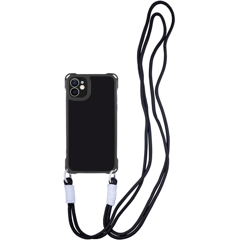 Силіконовий чохол CrossBody зі шнурком для Apple iPhone 12 (6.1") – Black. Фото 1 з 11