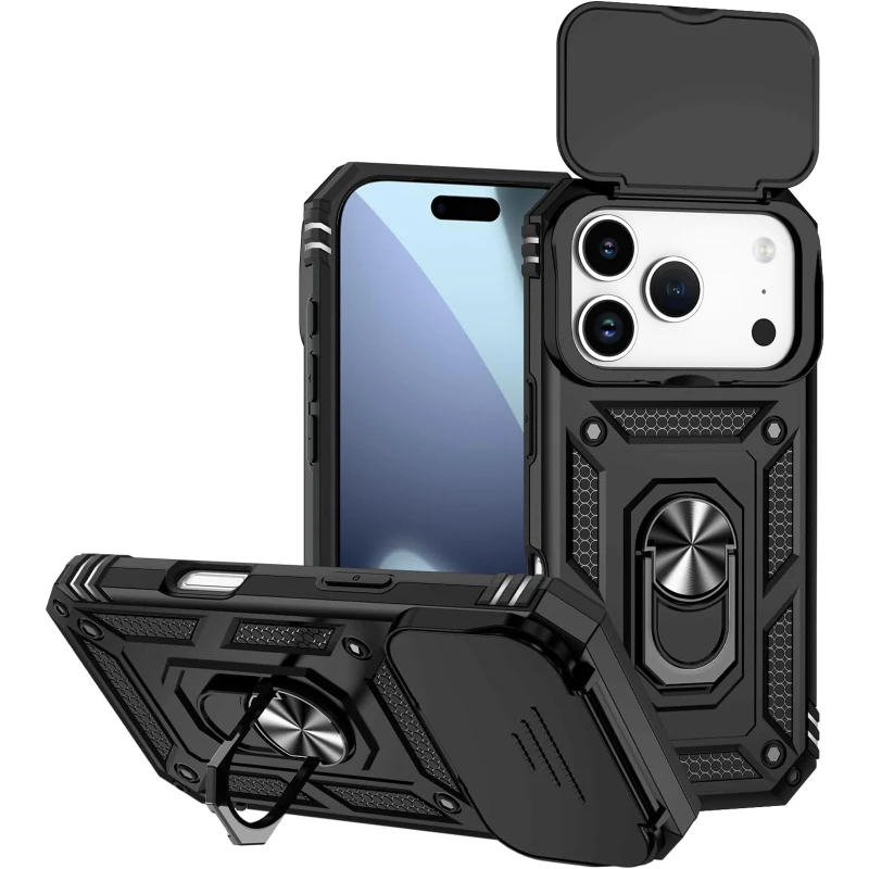 Протиударний чохол Serge Ring з кільцем на Apple iPhone 17 Pro Max (6.9") – Чорний. Фото 1 з 4