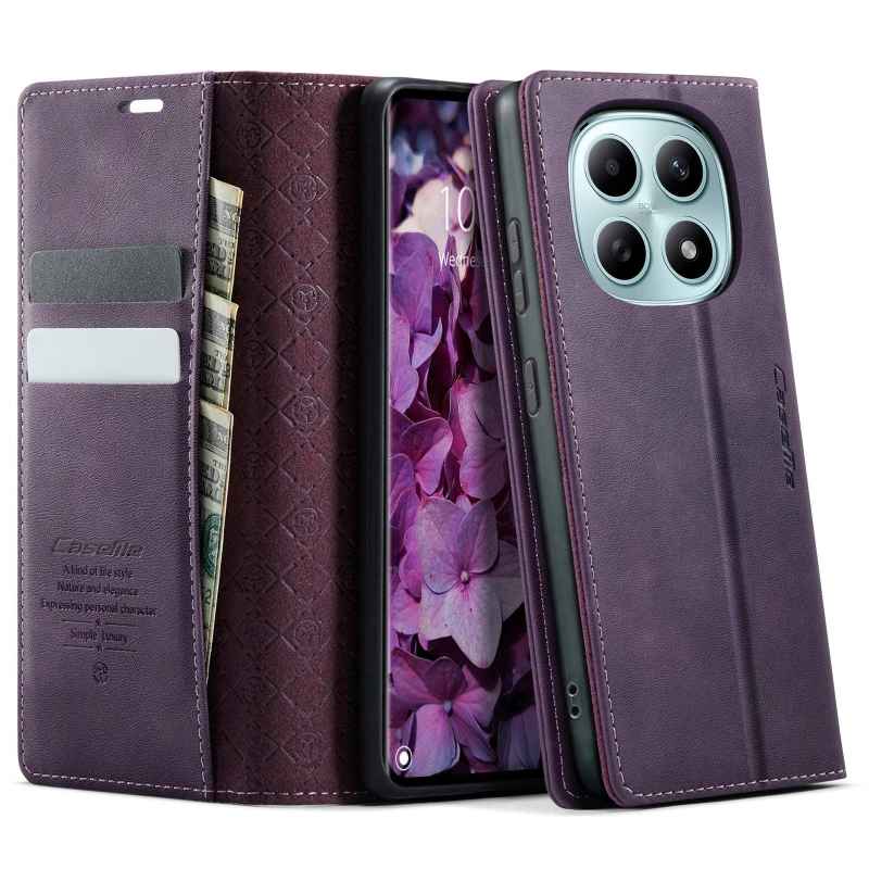 Шкіряний чохол-книжка CaseMe Velvet Matte для Xiaomi Redmi Note 15 Pro 4G – Purple. Фото 2 з 5