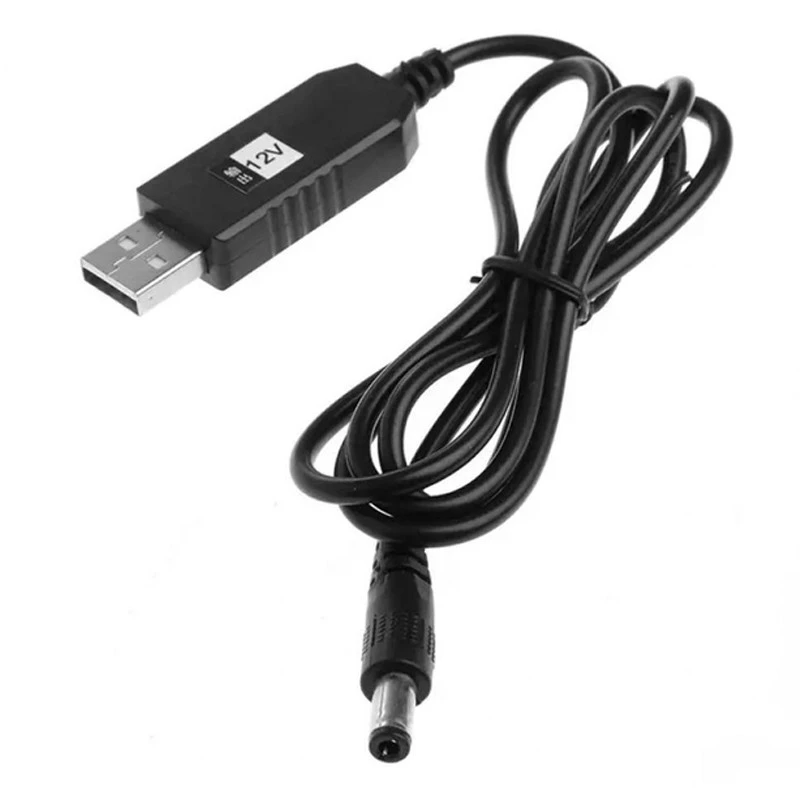 

Кабель питания для роутера/модема USB-DC (2.1x5.5mm) с преобразователем до 12V in box (1m) (Black)