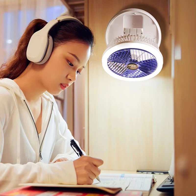 Настільний складний вентилятор Folding Fan 2in1 with Night Light – White. Фото 7 з 7