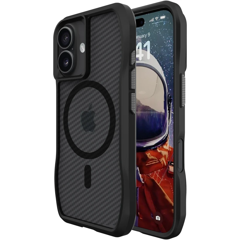Чохол TPU Octagon with MagSafe для Apple iPhone 16 – Carbon Black. Фото 2 з 3