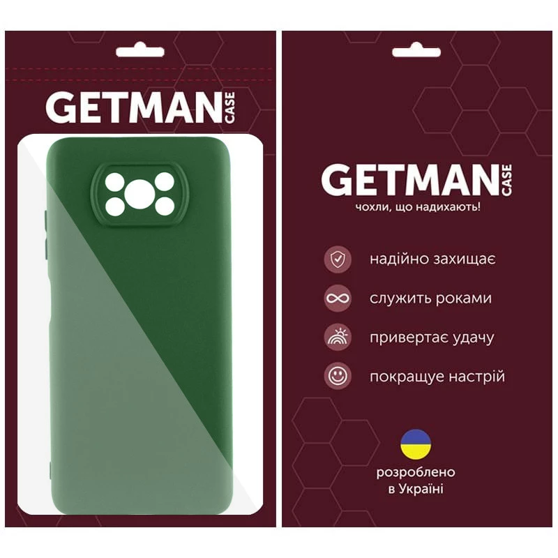 Кольоровий силіконовий чохол GETMAN із закритою камерою для Xiaomi Poco X3 NFC / Poco X3 Pro – Зелений / Dark green. Фото 5 з 6