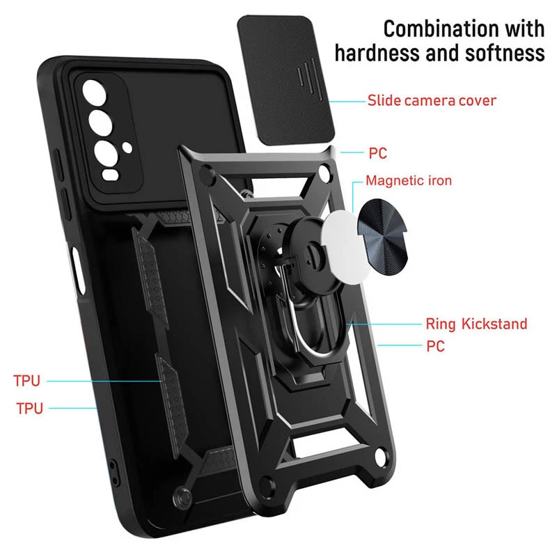 Протиударний чохол Serge Ring з захистом камери на Xiaomi Redmi Note 9 4G / Redmi 9 Power – Чорний. Фото 4 з 5