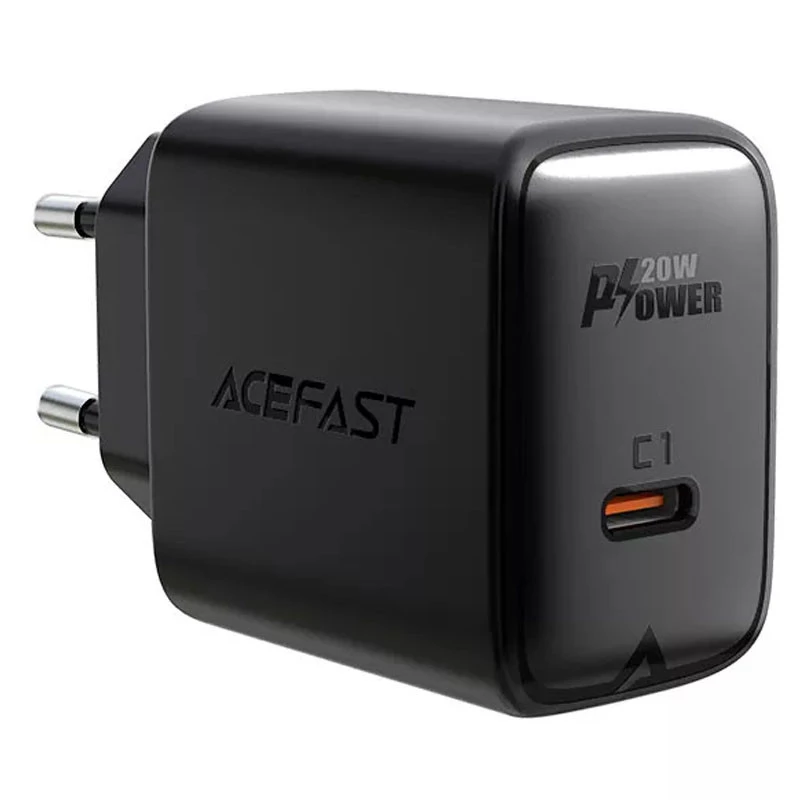 СЗУ Acefast A1 PD20W single USB-C – Black. Фото 2 из 4