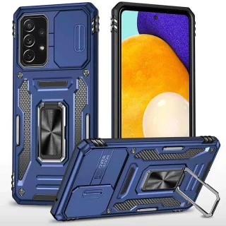Ударостійкий чохол Square Ring зi шторкою на камеру на Samsung Galaxy A73 5G — Синій / Navy