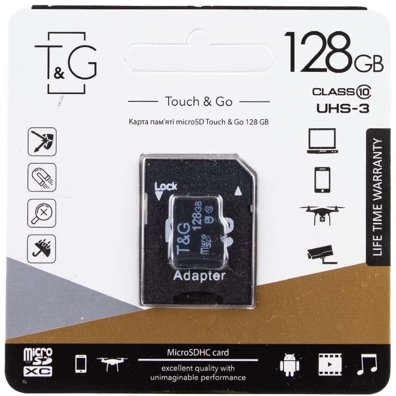 

Карта памяти T&G microSDHC 128 GB class 10 (с адаптером) (Черный), Чорний