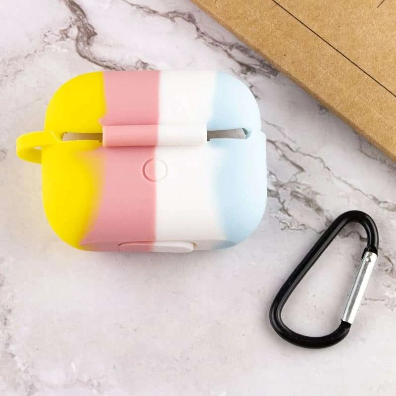 Силіконовий футляр Colorfull для навушників AirPods Pro – Блакитний / Жовтий. Фото 4 з 4