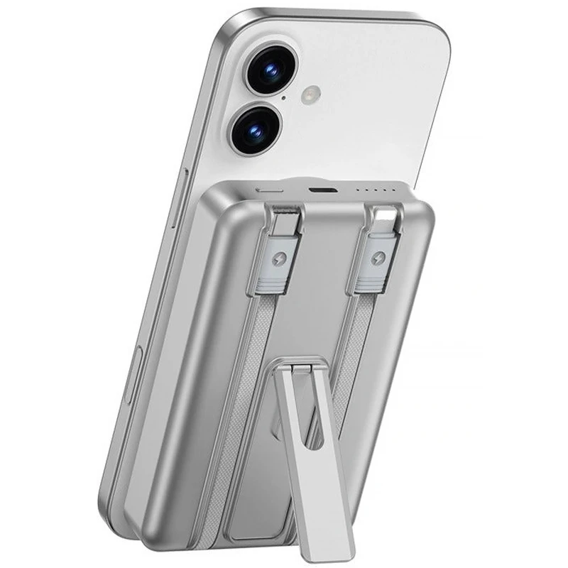 Портативний ЗП Power Bank WIWU Wi-P056 22.5W+PD20W з БЗП+iWatch with cable 10000 mAh – silver. Фото 3 з 5