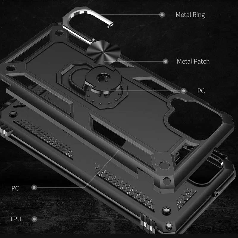 Протиударний чохол Serge Ring з кільцем на Samsung Galaxy M12 – Чорний. Фото 3 з 7