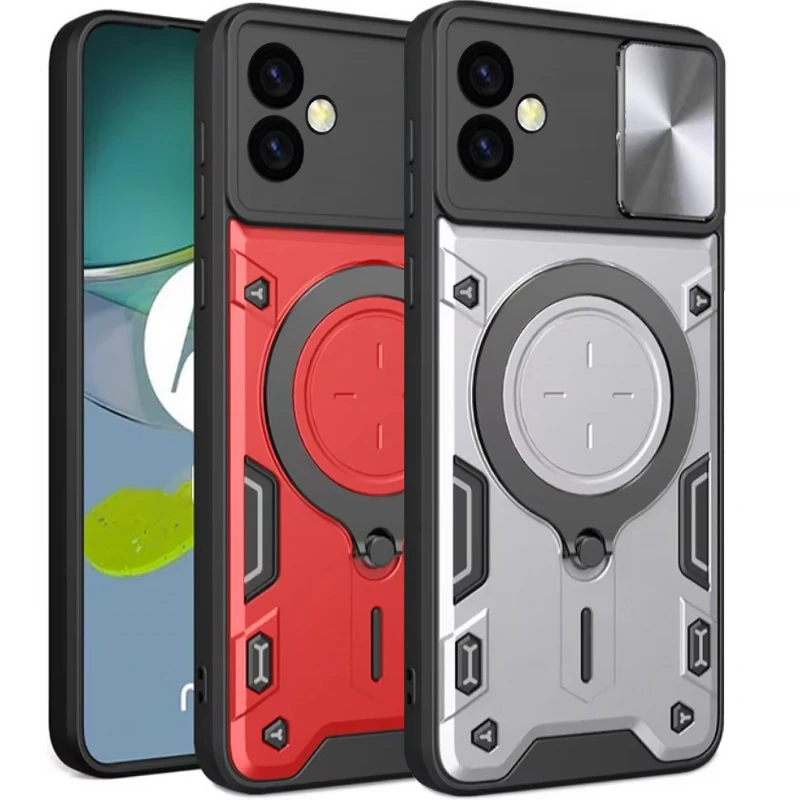 Ударопрочный чехол Bracket Ringstand с защитной шторкой для камеры для Samsung Galaxy A07 фото 2 из 2