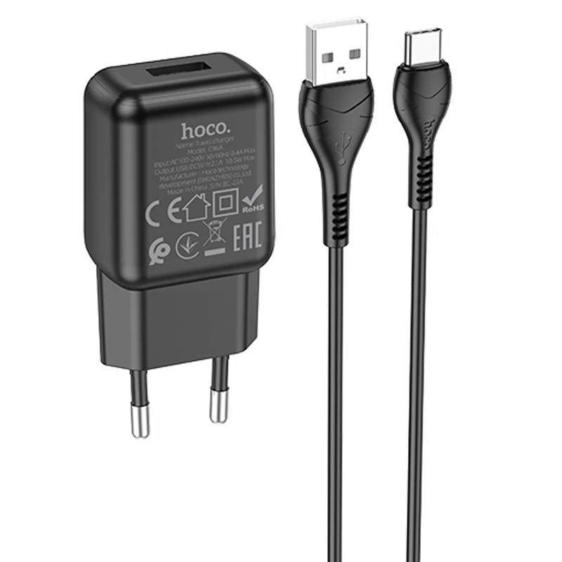 СЗУ Hoco C96A (1USB/2.1A) + кабель USB to Type-C фото 1 из 1