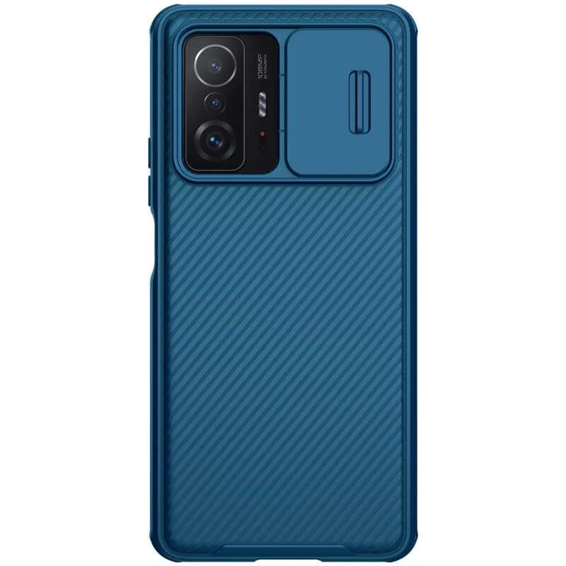 

Карбоновая накладка Nillkin со шторкой для камеры для Xiaomi 11T / 11T Pro (Синий / Blue), Синій / blue