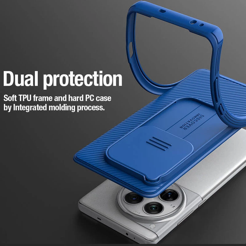 Карбована накладка Nillkin Pro зі шторкою для камери на OnePlus 12 – Blue. Фото 8 з 8