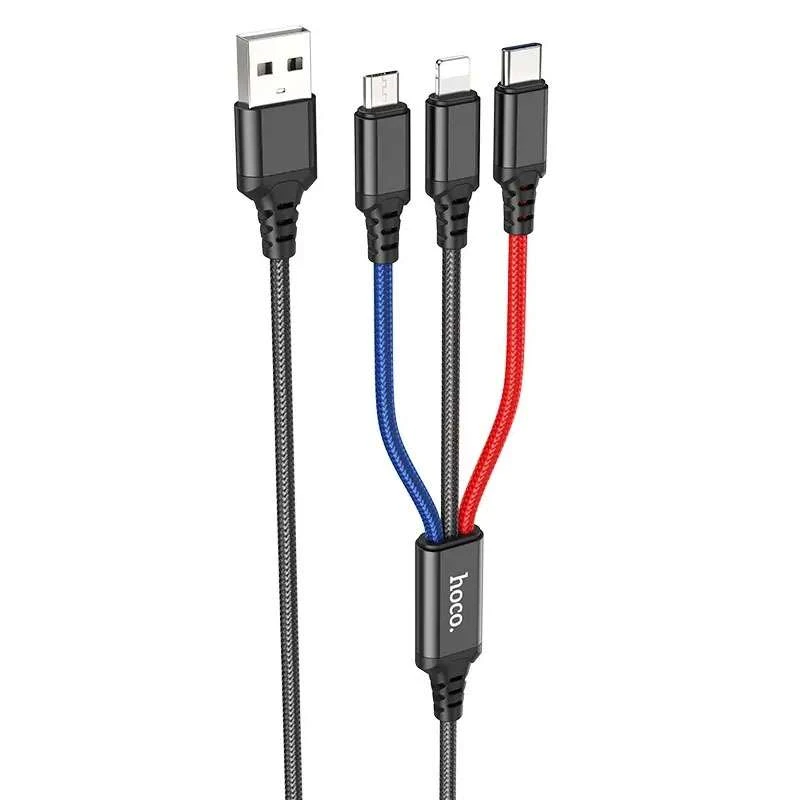 

Дата кабель Hoco X76 4in1 Type-C + Type-C + Lightning + MicroUSB (1m)