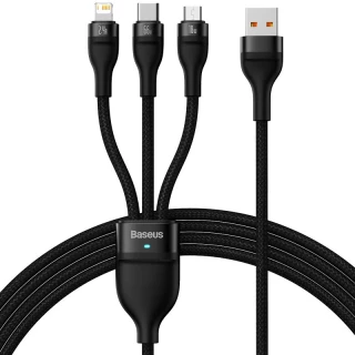 Дата кабель Baseus Flash Series 2 USB to MicroUSB-Lightning-Type-C 66W (1.2m) (CASS04000) фото 1 из 2