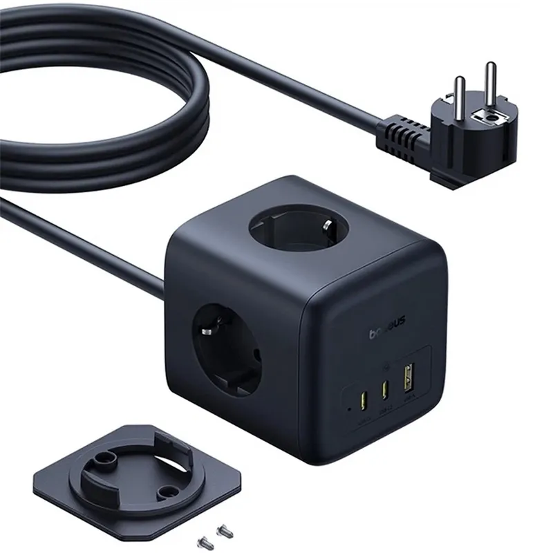 Подовжувач Baseus EnerFill FA11 PD67W+QC3.0 (1USB-A/2C/2Socket) (1.5m) (EFMF67) – Cosmic Black. Фото 5 з 5