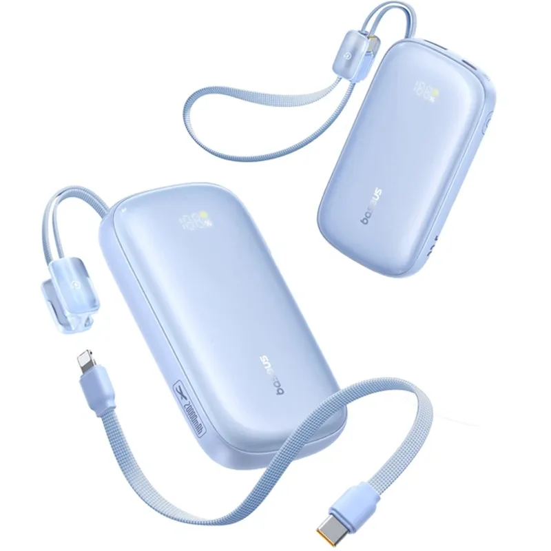 Портативний ЗП Power Bank Baseus EnerFill FC21 Qpow 3 Ultra 22.5W with cable 20000 mAh (PPFLS) – Galaxy Blue. Фото 2 з 3