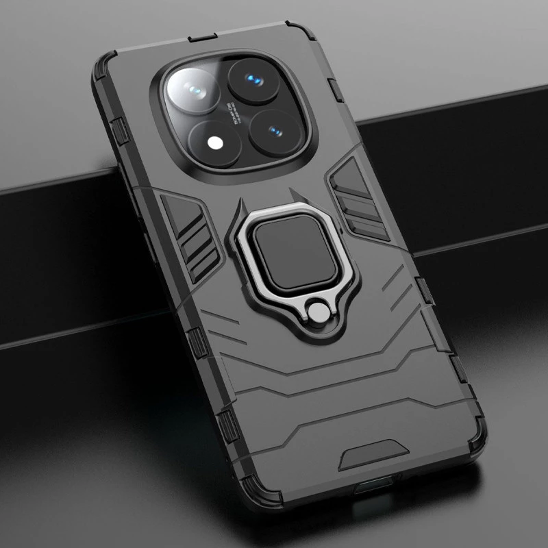 Противоударный чехол Transformer с кольцом для Xiaomi Redmi Note 14 Pro 5G – Черный / Soul Black. Фото 2 из 7