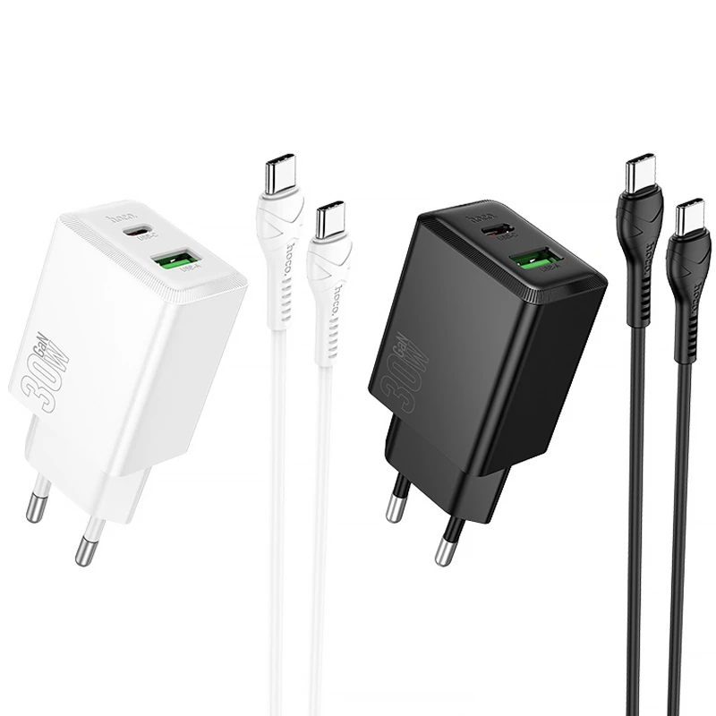 СЗУ Hoco N71 Nuevo PD30W+QC3.0 (1USB-A/1C)  + кабель Type-C to Type-C фото 1 из 1