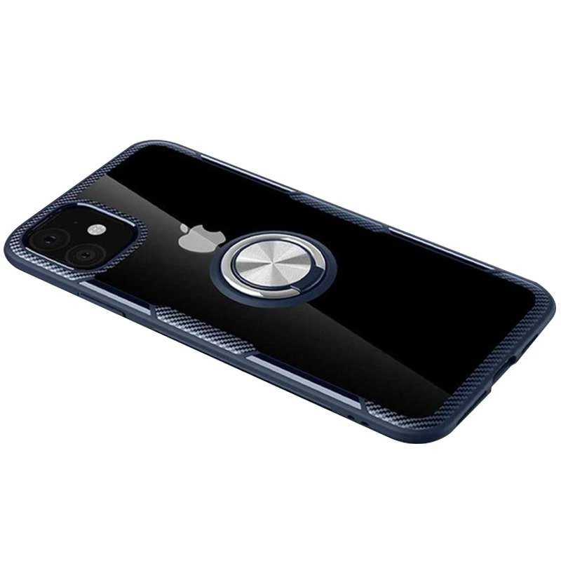 

Чохол Deen CrystalRing з магнітним кільцем на Apple iPhone 11 (6.1") (Безбарвний / Темно-синій)