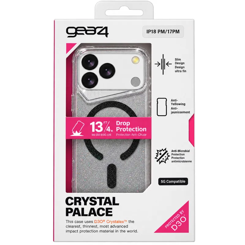 Чехол TPU+PC Gear4 Crystal Palace Shine with Magnetic Fit для Apple iPhone 17 Pro (6.3") – Black. Фото 2 из 2