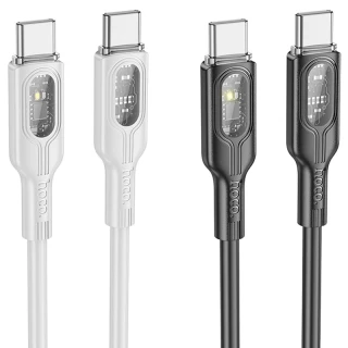 Дата кабель Hoco U120 Transparent explore intelligent power-off PD 60W Type-C to Type-C (1.2m) фото 1 з 1