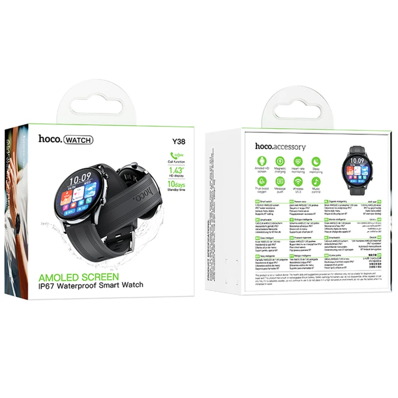 Смарт-годинник Hoco Smart Watch Y38 Smart sports watch (call version) – Black. Фото 2 з 3
