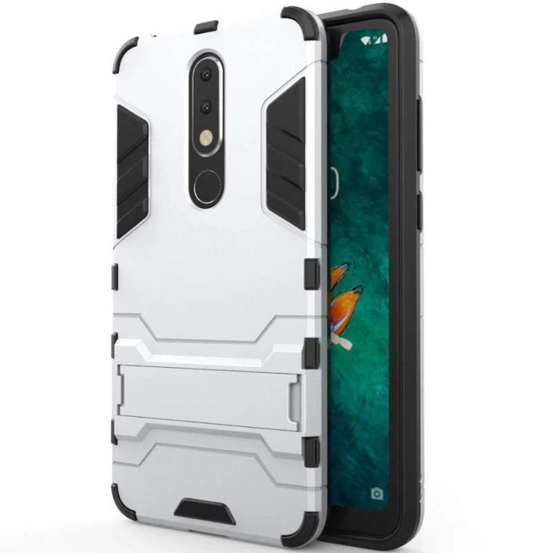 

Протиударний чохол Transformer з підставкою на Nokia 6.1 Plus (Nokia X6) (Срібний / Satin Silver)