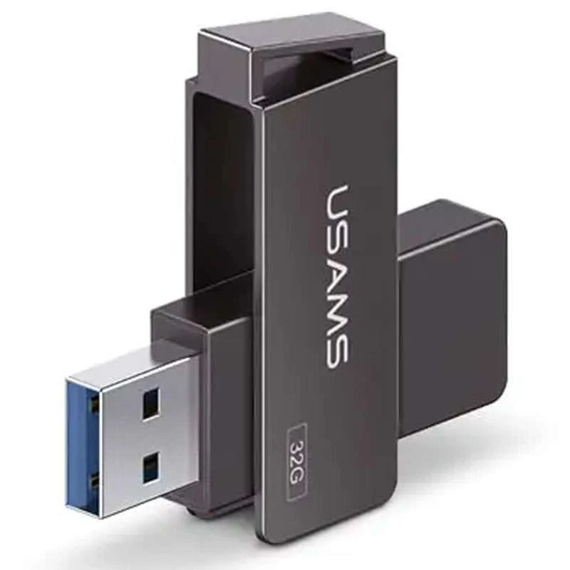 Флеш накопичувач USAMS US-ZB195 USB3.0 Rotatable High Speed Flash Drive 32 Gb – Iron-grey. Фото 2 з 5