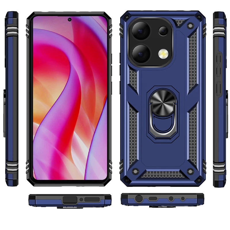 Протиударний чохол Serge Ring з кільцем на Xiaomi Redmi Note 13 Pro 4G – Темно-синій. Фото 2 з 6