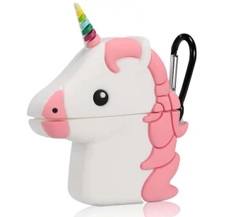 Силиконовый футляр Unicorn series для наушников AirPods 1/2 — Розовый