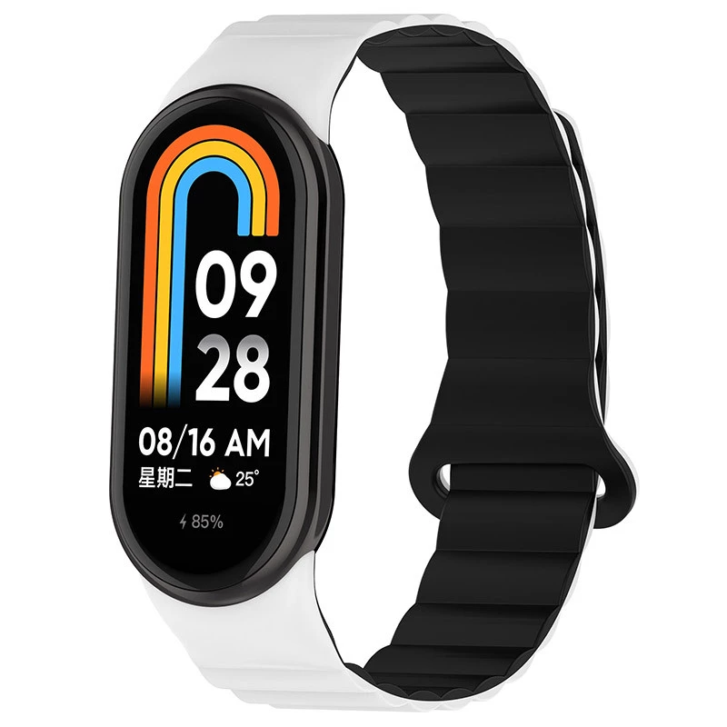 Ремінець Dual-color Magnetic для Xiaomi Mi Band 9/8 – White / Black. Фото 2 з 8
