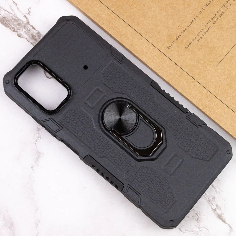 Протиударний чохол Military з підставкою-кільцем на Xiaomi Poco X4 Pro 5G – Чорний. Фото 8 з 8