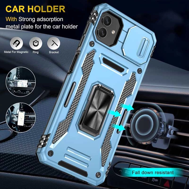 Ударостійкий чохол Square Ring зi шторкою на камеру на Samsung Galaxy A06 – Блакитний / Light Blue. Фото 3 з 6